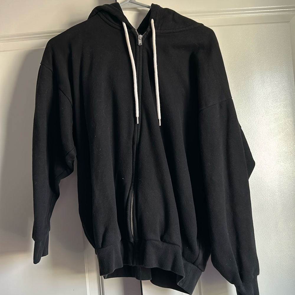 Petite XS Oversized GAP Black Zip Up Hoodie